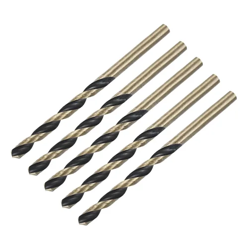 Miniatura 9 de uxcell 5 brocas de vástago recto de 0.098 in de titanio dorado y nitruro negro recubierto de acero de alta velocidad (HSS) 4341 con vástago de 0.098