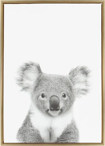Miniatura 9 de Kate and Laurel Sylvie Koala - Lienzo enmarcado con retrato en blanco y negro por Simon Te Tai, 18 x 24 pulgadas, gris