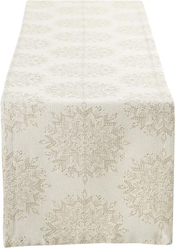 Miniatura 16 de Colección de mesa navideña DII Sparkle Metallic, camino de mesa, 14x72 pulgadas, copos de nieve en jacquard