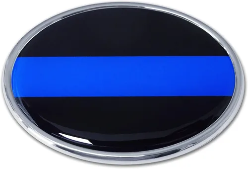 Miniatura 11 de Elektroplate Emblema negro de metal de línea azul delgada de policía para automóviles, camiones y todos los automóviles, ajuste universal de 3.8 x