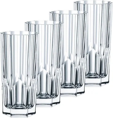 Nachtmann Aspen Collection Highball Vasos, juego de 4, vasos largos para beber, cristalería de 11 onzas de alto, para mezclar bebidas y cócteles,