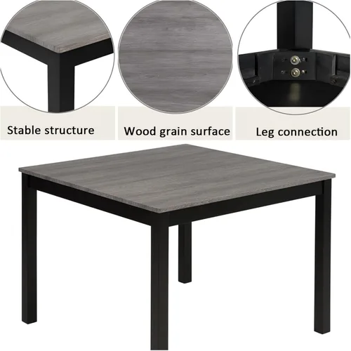 Miniatura 4 de Juego de mesa de comedor para 4, juego de mesa de comedor de 5 piezas con mesa cuadrada y 4 sillas tapizadas de tela de lino, modernos