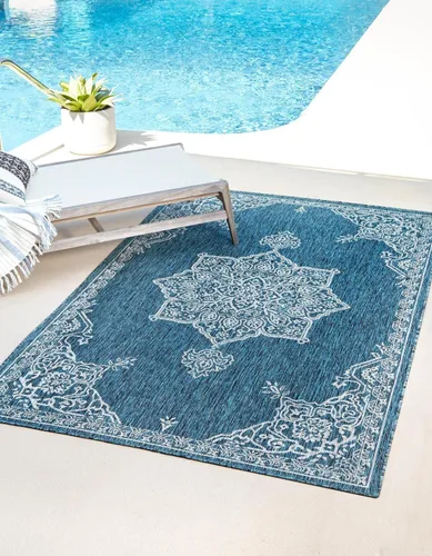 Miniatura 20 de Unique Loom Outdoor Traditional Collection - Alfombra de área antigua (4 pies 1 pulgada x 6 pies 1 pulgada, rectangular, beige y negro)