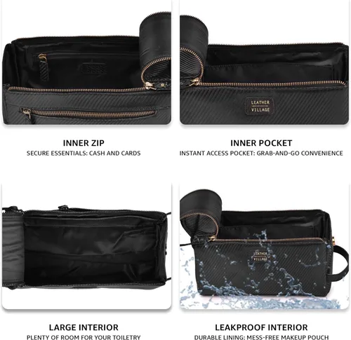 Miniatura 3 de LEATHER VILLAGE Kit Dopp 2, Negro carbón