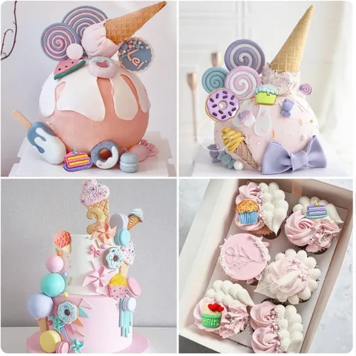 Miniatura 9 de Mujiang Mini molde de silicona para paletas de helado de verano, para decoración de pasteles de cumpleaños, cupcakes, caramelo, arcilla, chocolate