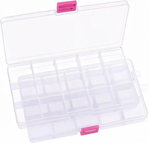 Miniatura 12 de IOOLEEM Caja Organizadora de Cuentas de 28 Rejillas de Plástico, Caja Organizadora de Almacenamiento, Divisores para Artes y Manualidades
