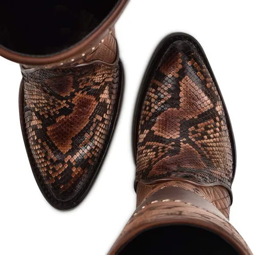 Miniatura 7 de Cuadra Bota para mujer en piel auténtica Pitón y piel bovina, 3F66PH