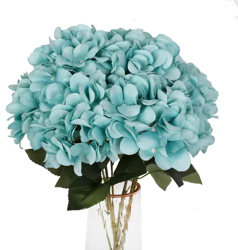 Miniatura 18 de Paquete de 2 flores de hortensias artificiales blancas, 10 cabezas de seda falsas para el hogar, boda, fiesta, centro de mesa, decoración de mesa