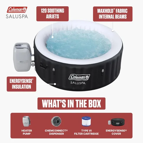 Miniatura 6 de Coleman Miami - Bañera de hidromasaje inflable para 2 a 4 personas, spa portátil de bajo consumo redondo para exteriores con 120 AirJets, 71 x 26