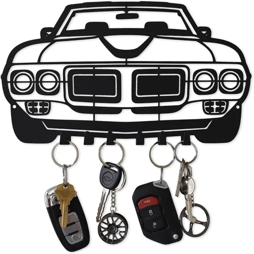 Miniatura 21 de MOOH Llavero de metal para automóvil con 6 ganchos, decoración única de pared para hombres y mujeres, decoración de cueva de hombre genial