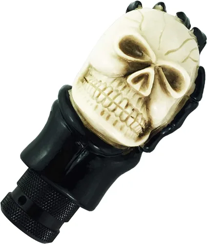 Miniatura 7 de Abfer Pomo de palanca de cambios con forma de calavera, divertido pomo de palanca de cambios para automóvil, mango de palanca de cambios de Blanco