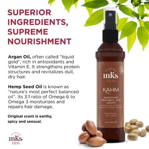 Miniatura 4 de Earthly Body MKS eco Kahm - Tratamiento suavizante para el cabello, aroma original, proteína de queratina vegetal, aceite de argán marroquí, aceite