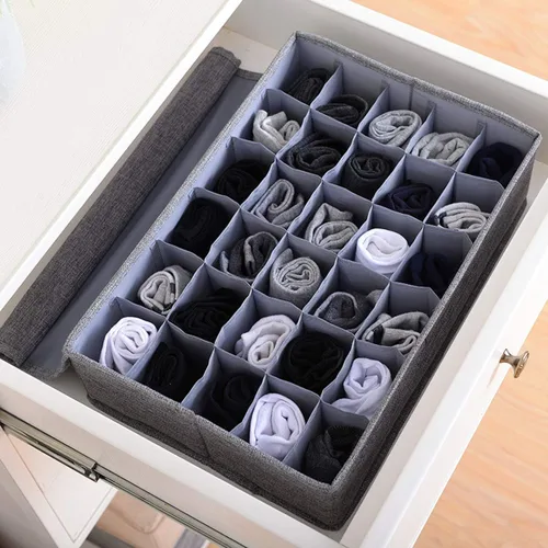 Miniatura 6 de AARAINBOW Organizador de almacenamiento para ropa interior, calcetines, corbatas, con tapas, organizador plegable de cajones de armario, 30 celdas