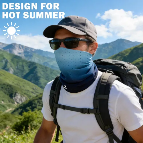Miniatura 6 de Polaina de cuello refrescante de verano, protección solar UV 50+, máscara facial de malla transpirable de seda de hielo para ciclismo, correr