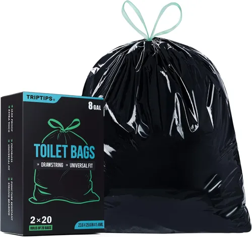 TRIPTIPS Bolsas de Inodoro Portátiles con Cordón, Bolsas de Inodoro para Camping, Bolsas de Desechos de Inodoro a Prueba de Fugas, Forros de B-8