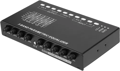 Ecualizador de audio de coche de 5 bandas, amplificador de coche ajustable de 5 bandas ecualizador gráfico con interruptor de selección de entrada