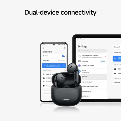 Miniatura 5 de Redmi Buds 8 Active - Auriculares inalámbricos con diseño semi-intraural, controladores de diafragma de titanio de 0.559 in, Bluetooth 5.4, batería