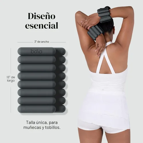 Miniatura 4 de Bala Pulseras con Pesos Ajustables para Muñeca y Tobillo para Mujer y Hombre - Juego de Brazaletes de Silicona con Pesos para Gimnasio, Yoga, Carbón