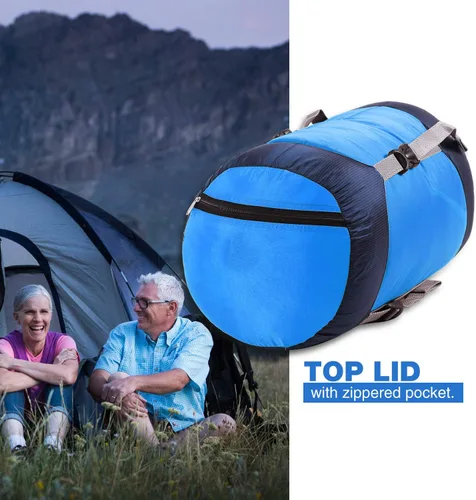 Miniatura 3 de REDCAMP - Saco de compresión de nailon, 10L/17L/27L/40L, bolsa de dormir ligera, ideal para mochileros, senderismo y campamento, azul/amarillo/verde