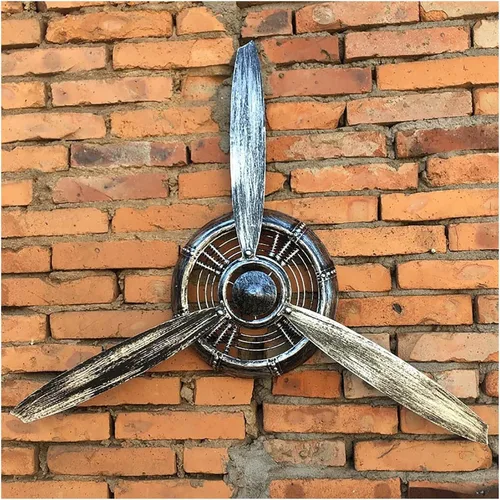 Decoración de pared de hélice de avión de metal, estilo industrial retro, hélice mecánica montada en la pared, escultura de pared de hierro forjado
