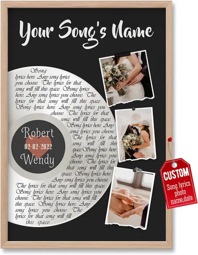 Miniatura 35 de H-DEWALL Póster personalizado de letras de canciones, regalos de cumpleaños para esposo para dormitorio, discos de vinilo, fotos, regalos para él