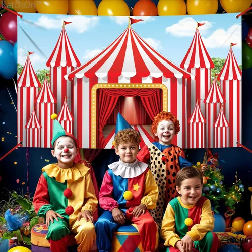Miniatura 5 de KatchOn, Fondo de carnaval XtraLarge - 72 x 44 pulgadas Tienda de campaña de circo para decoraciones de carnaval Pancarta de fondo de circo