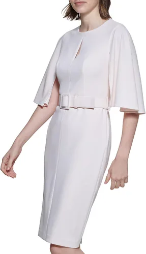 Miniatura 3 de Calvin Klein Vestido de manga con abertura para mujer, cinturón autocubierto con hebilla