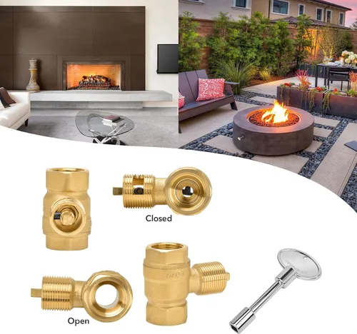 Miniatura 5 de Skyflame Kit de válvula de llave de gas recta de 3/4 pulgadas para chimenea con brida, llave de 3 pulgadas y 8 pulgadas, cromada