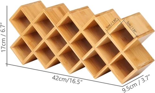 Miniatura 4 de Criss-Cross - Organizador de especias de bambú para encimera de 18 tarros, armario de cocina, armario de pared, almacenamiento de especias