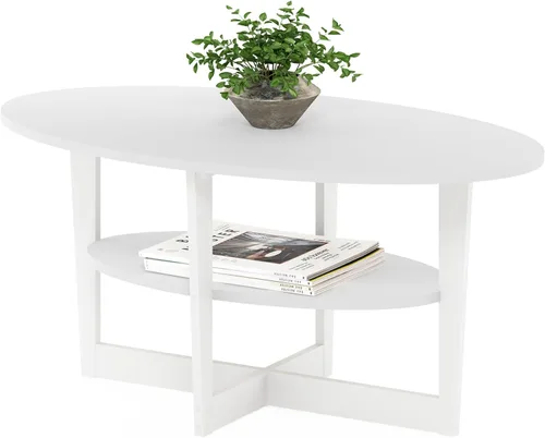Miniatura 11 de Furinno - Mesa de café, 1 paquete, color nogal Columbia/negro Columbia Nogal/Negro