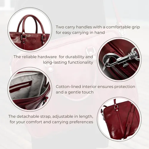 Miniatura 6 de Time Resistance Maletín de cuero - Bolso italiano de cuero de grano completo - Bolso de cuero genuino para portátil - Maletín para hombre y mujer
