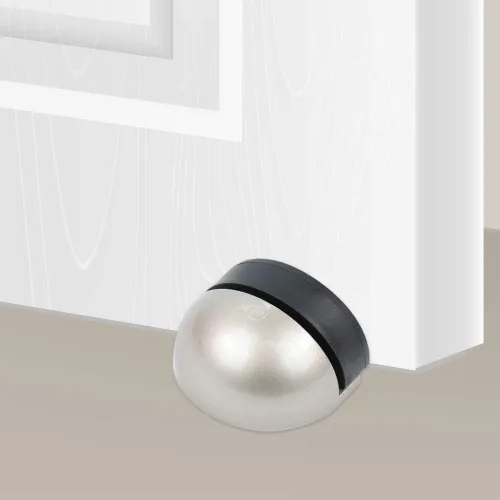Miniatura 3 de Tope de puerta de suelo con almohadilla de goma, paquete de 4 topes de puerta en forma de semicírculo, pared protectora