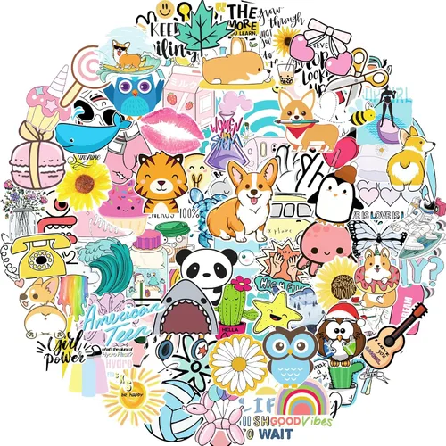 Miniatura 6 de 1200 piezas de calcomanías para niños, lindas calcomanías para botellas de agua para adolescentes, calcomanías de vinilo Kawaii impermeables