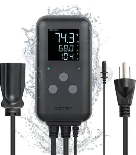 Termostato de reptil, controlador de temperatura de invernadero, termostato digital impermeable para fermentación de cerveza casera, incubación de