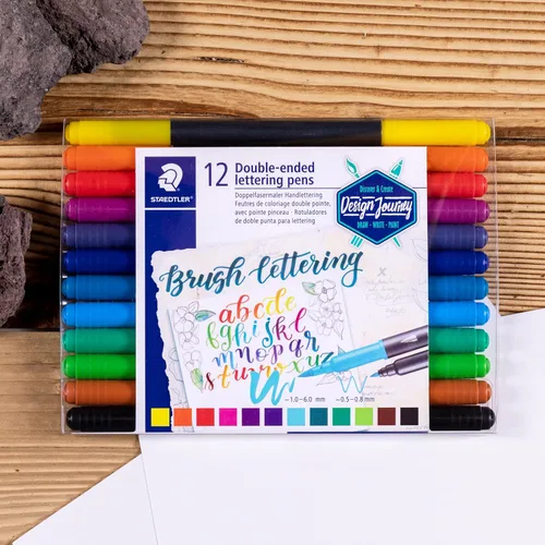 Miniatura 4 de Staedtler 3004TB12A6 - Brocha de doble punta para rotulador, letras creativas, punta flexible y fina, tinta mezclable, juego de 12 colores surtidos