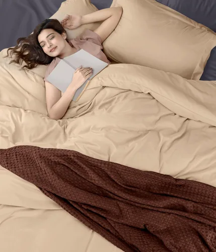 Miniatura 8 de Utopia Bedding Juego de funda de edredón tamaño individual - 2 piezas con cierre de cremallera - 1 funda de edredón 68X90 pulgadas y 1 funda de Beige