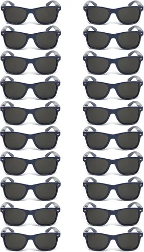 Miniatura 34 de 20 pares de lentes de sol a granel para adultos, retro de los años 70 y 90, gafas baratas para suministros de fiesta (negro)