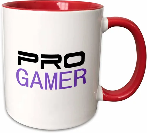 Miniatura 8 de 3dRose mug_151243_4 "Pro gamer - awesome gaming job or hobby and proud of it - computer pro-gamer in black and purple" Taza, 11 oz, Negro