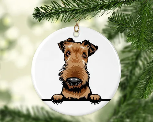 Miniatura 2 de Adorno de decoración de Navidad – Adorno de perro Airedale – Decoración de Feliz Navidad – Adorno de recuerdo Airedale impreso en ambos lados