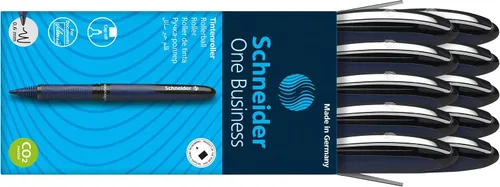 Miniatura 5 de Schneider One Business - Bolígrafo de punta rodante, punta ultra suave de 0,6 mm, barril azul, tinta negra, caja de 10 bolígrafos (183001)