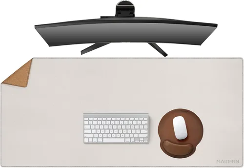 Miniatura 28 de MAIDERN Cubierta de mesa estrecha de 39.4" x 7.9", tapete reversible de cuero y corcho para mesa consola, protector de mesa largo y delgado