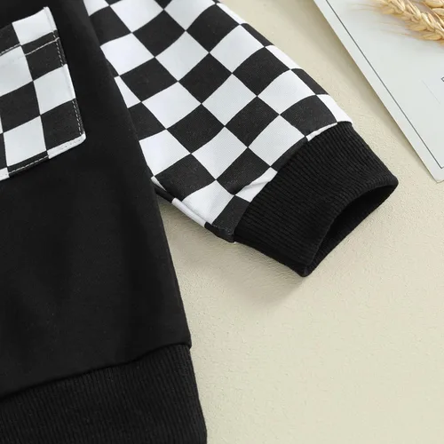 Miniatura 49 de Conjunto de ropa de otoño e invierno para bebé niño pequeño, sudadera de manga larga con colores contrastantes, pantalones elásticos para recién