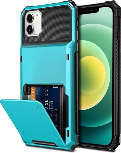 Miniatura 28 de Vofolen Funda compatible con iPhone 12, cartera 5G, 4 ranuras para tarjetas, tarjetero con bolsillo oculto, doble capa, cubierta trasera protectora