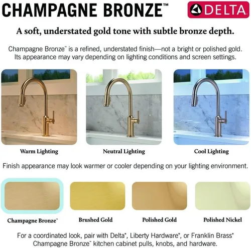 Miniatura 4 de Llave con caño giratorio Delta 1959LF contemporánea, con manija de barra, 1959LF-CZ Bronce champán