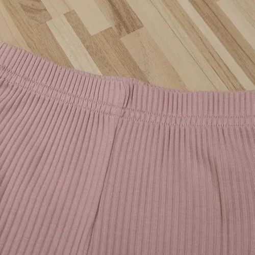 Miniatura 6 de Ropa para bebé y niña, acanalado, con volantes, manga larga, mameluco, pantalones acampanados, color sólido, otoño, invierno, trajes de 2 piezas
