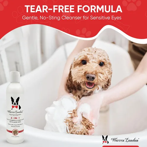 Miniatura 2 de Warren London Champú y acondicionador 2 en 1 para cachorros, 8 onzas, aroma a polvo para bebé sin lágrimas, fórmula hidratante de aloe y manteca