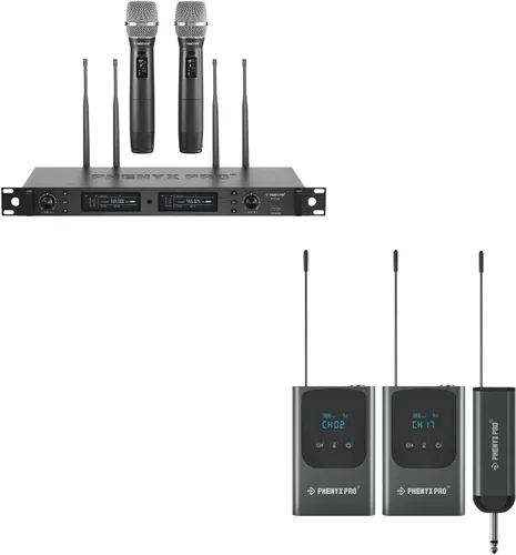 Phenyx Pro Sistema de micrófono inalámbrico True Diversity PTU-2U Bunble con PDP-2-2B