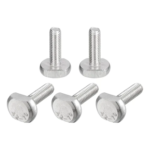 Miniatura 25 de uxcell Pernos de ranura en T, 5 unidades M5x25mm Pernos deslizantes de caída en T de acero inoxidable 304 con forma de T para pista en T