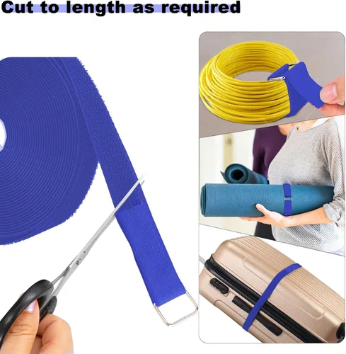 Miniatura 2 de YMCRLUX Correas de gancho y bucle de 1 x 16 pies con 25 hebillas de metal, correas de cable de fijación ajustables, correa de cincha cortada a