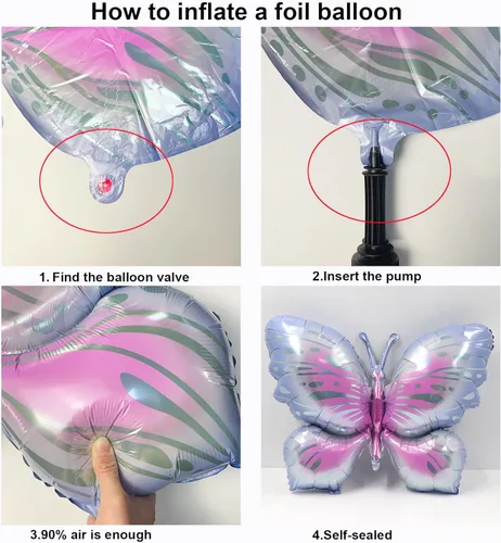 Miniatura 5 de Kit de arco de globos de mariposa, 148 unidades, guirnalda de globos rosa pastel y morado, amarillo, azul, con globo de aluminio de mariposa grande